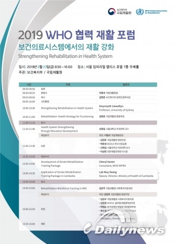 국립재활원, 2019 세계보건기구 협력 재활 포럼 ‘Strengthening Rehabilitation in Health System’ 개최