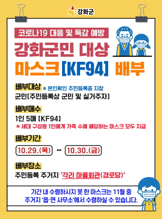인천 강화군, 코로나19 대응 전 군민 마스크 배부