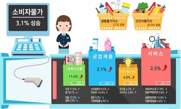 [집중분석]농산물에 발목잡힌 물가, 3%대 재진입..."당분간 들쑥날쑥"