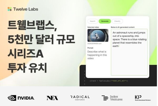 AI스타트업 트웰브랩스, 국내외 VC서 700억 시리즈A 펀딩 성공