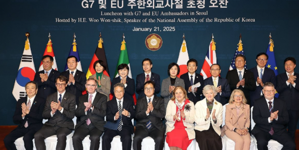 우원식, G7·EU외교사절에 "韓 안전, 국제사회에 알려달라" 주문