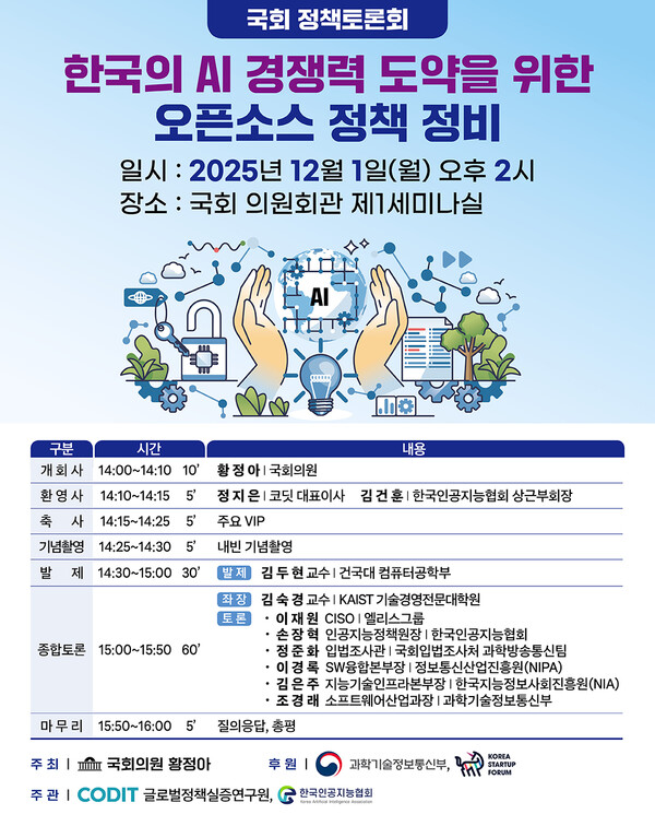 AI 오픈소스 정책 정비 논의…국회서 정책토론회 개최