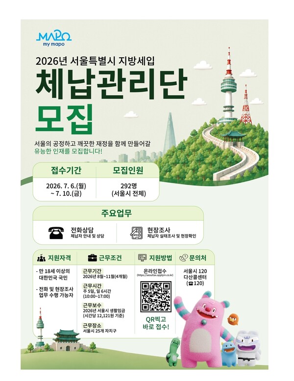 마포구, 지방세입 체납관리단 운영…체납 징수 강화 위해 참여자 10명 모집